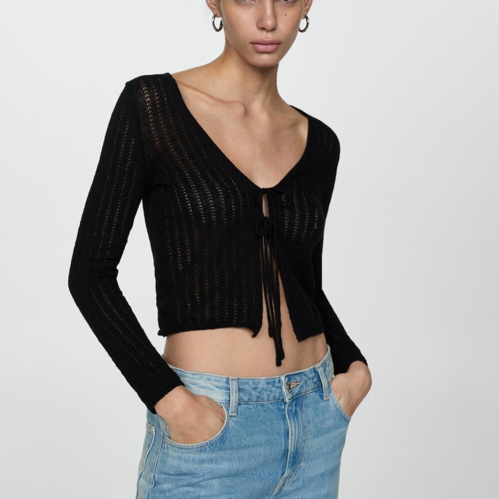Mango Knitted Cardigan With Ties
